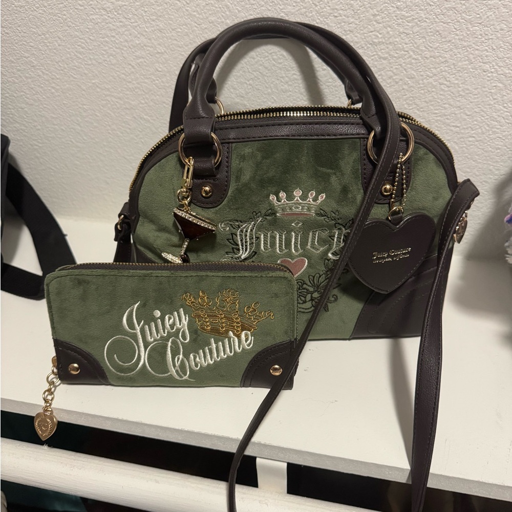 Juicy Couture Olive and Chocolate Satchel Set